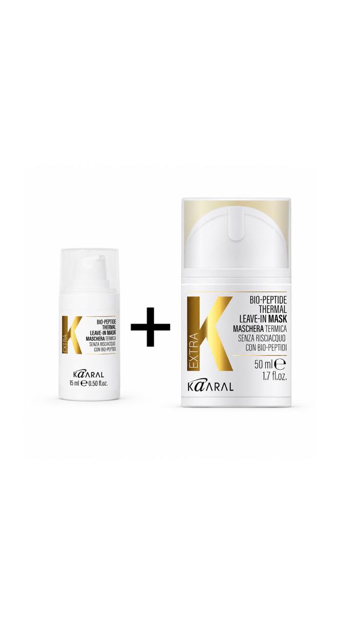 KAARAL EXTRA K BIO-PEPTIDE THERMAL LEAVE-IN MASK 1+1 (15ml*50ml) كارال ماسك حراري معالج للشعر مع عرض قطعة مجانية